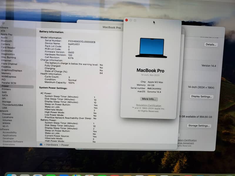 CTO Macbook pro M3 Max, 14", 64gb Ram, 1Tb Company purchased 4