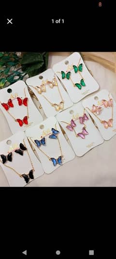 butterfly necklace earrings jewellery for weddings and party wear