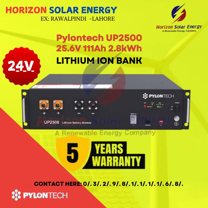 Pylontech UP2500 AVAILABLE MARKET BEST PRICE 24/100AH WITH 5 YEARS WA 0