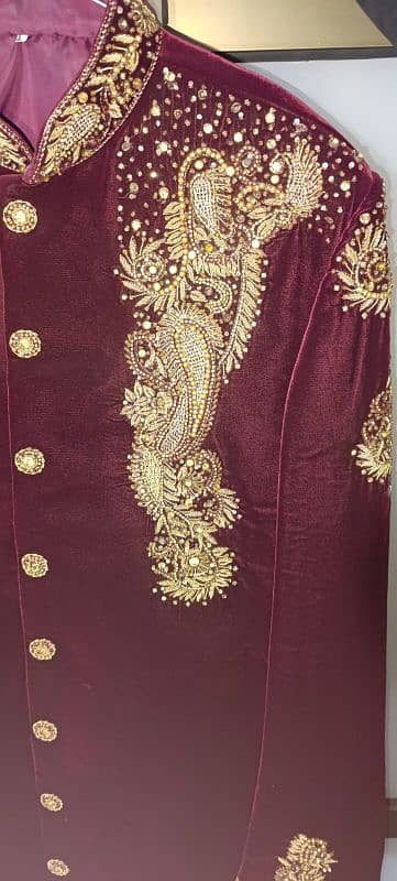 sherwani + kula Valvet Mehroon colour 2