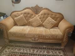 taj sofa , 6 seater , golden lush color , posish, luxury quality.