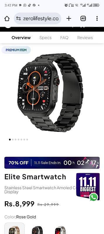 zero elite smart watch new just box opn 0