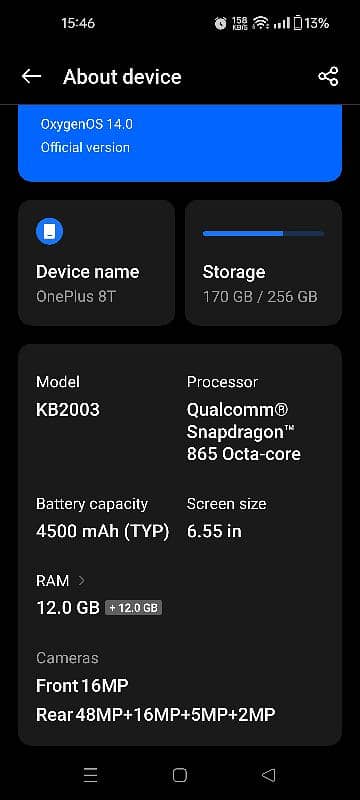 OnePlus 8t 12+12 (24gb) 256gb approved 6