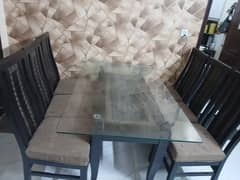 Dining Table With 6-Wooden Chairs