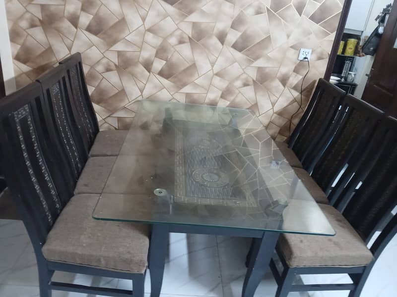 Dining Table With 6-Wooden Chairs 0