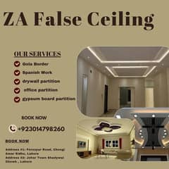 wall paint, Office Partition, Wallpaper, Wooden Flooring, POP ceiling