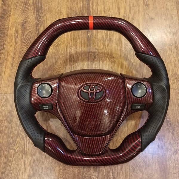 toyota corolla forged dip steering wheel red carbon fibered 0