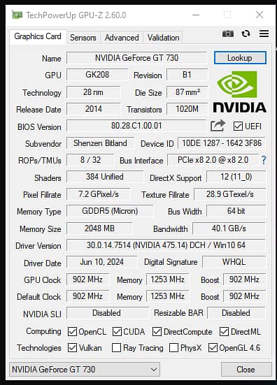 Nividia Geforce Gt 730 Gddr5 (2gb) with converter 2