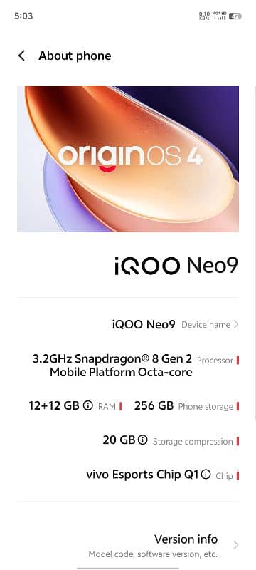 Vivo Iqoo neo 9 8th gen2 3