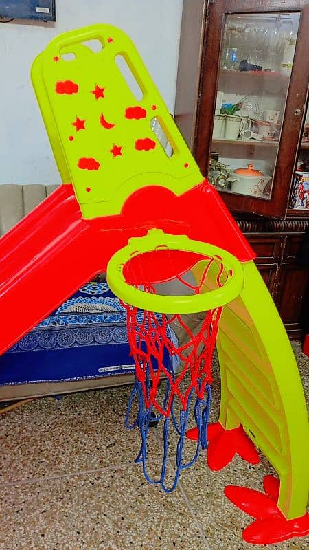 big slide with basket ball rack 1