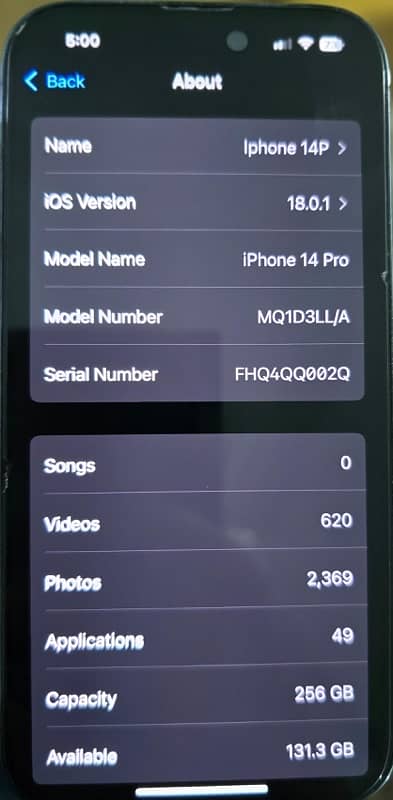 iPhone 14Pro PTA 256 5