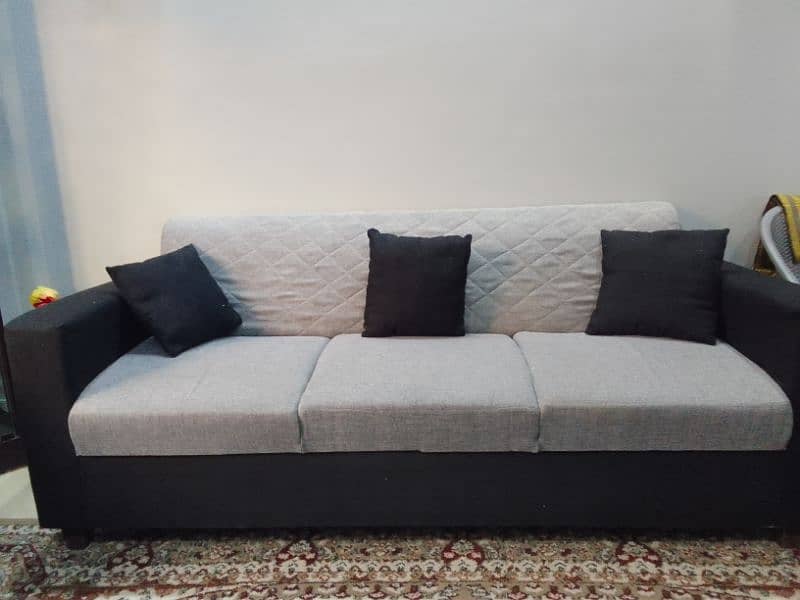 7 Seater Sofa Set in Black and Grey combination 0