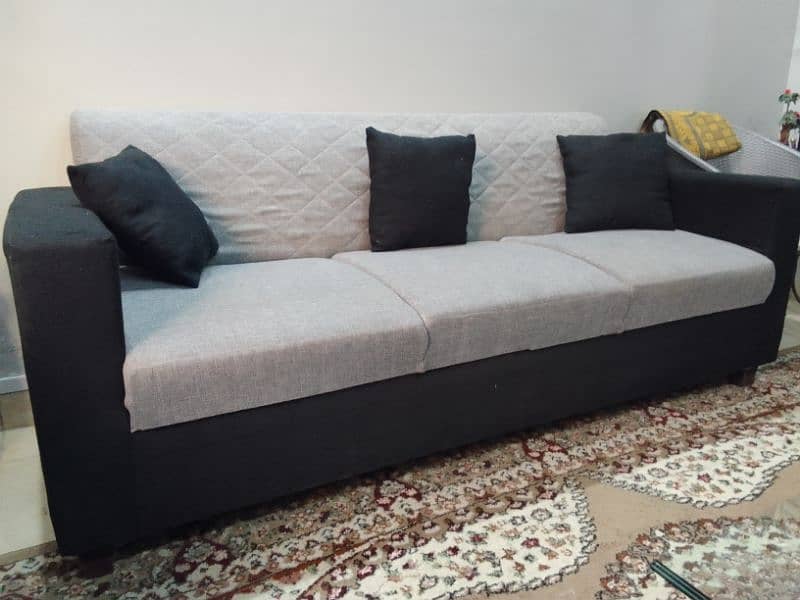 7 Seater Sofa Set in Black and Grey combination 1