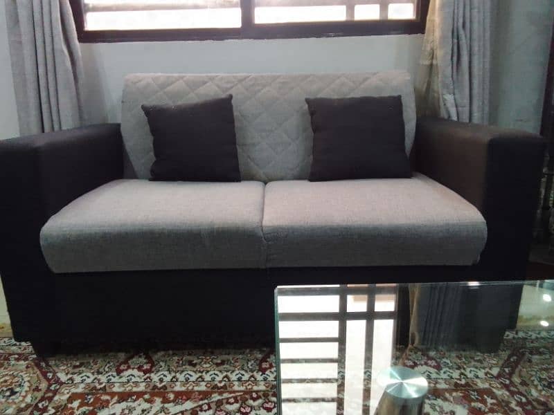 7 Seater Sofa Set in Black and Grey combination 4