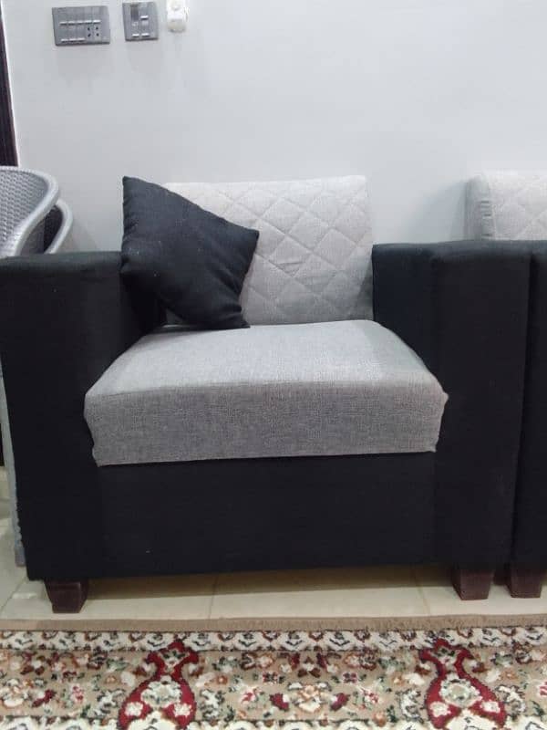 7 Seater Sofa Set in Black and Grey combination 6