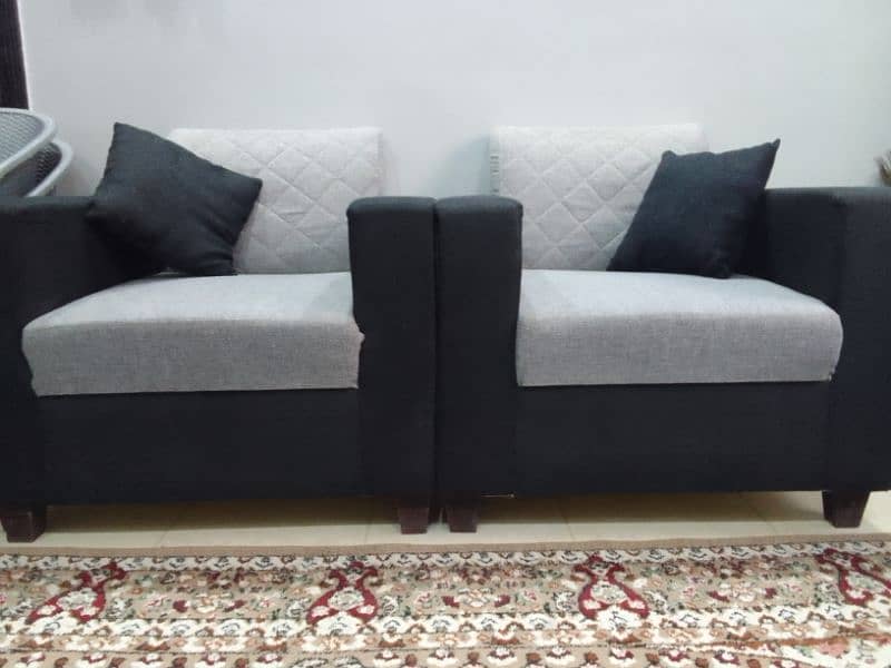 7 Seater Sofa Set in Black and Grey combination 7