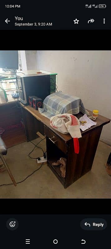 COMPUTER TABLE, STUDENT CHAIRS, BED SIDE TABLE 2