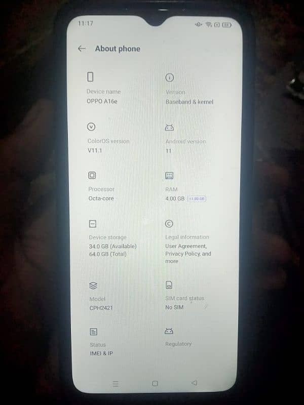 oppo A16E 4/64 no open no repair all original Phone 2