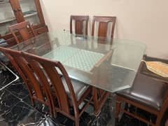 Glass Wooden Dinning Table