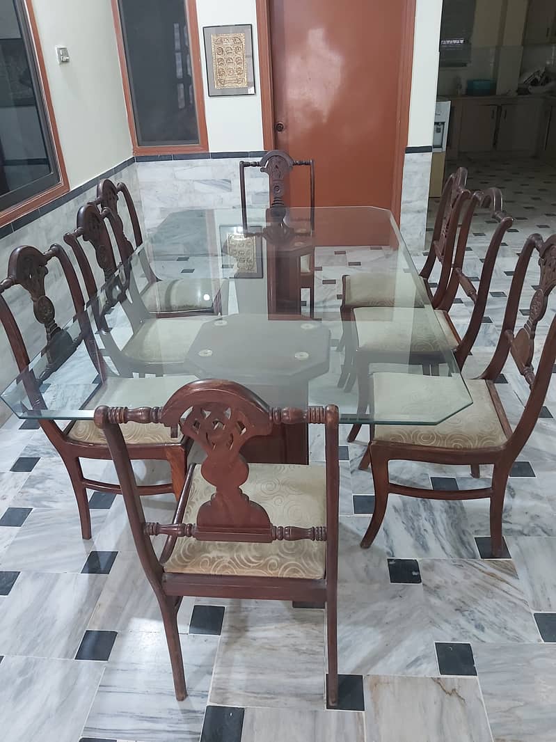 Dining Table and wooden Chairs with cushions 0