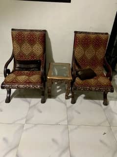 2 wooden room chairs