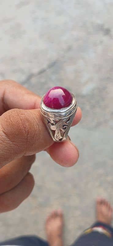 African ruby with quality Italian silver ring 3