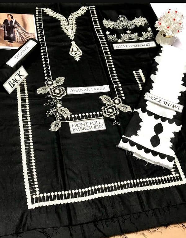 important dress3pcs unstitched embroide suit homes delivery free 1