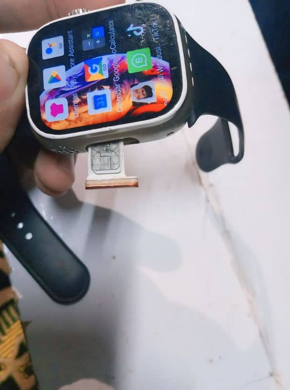 Sim smart watch with box exchange available with mobile 4