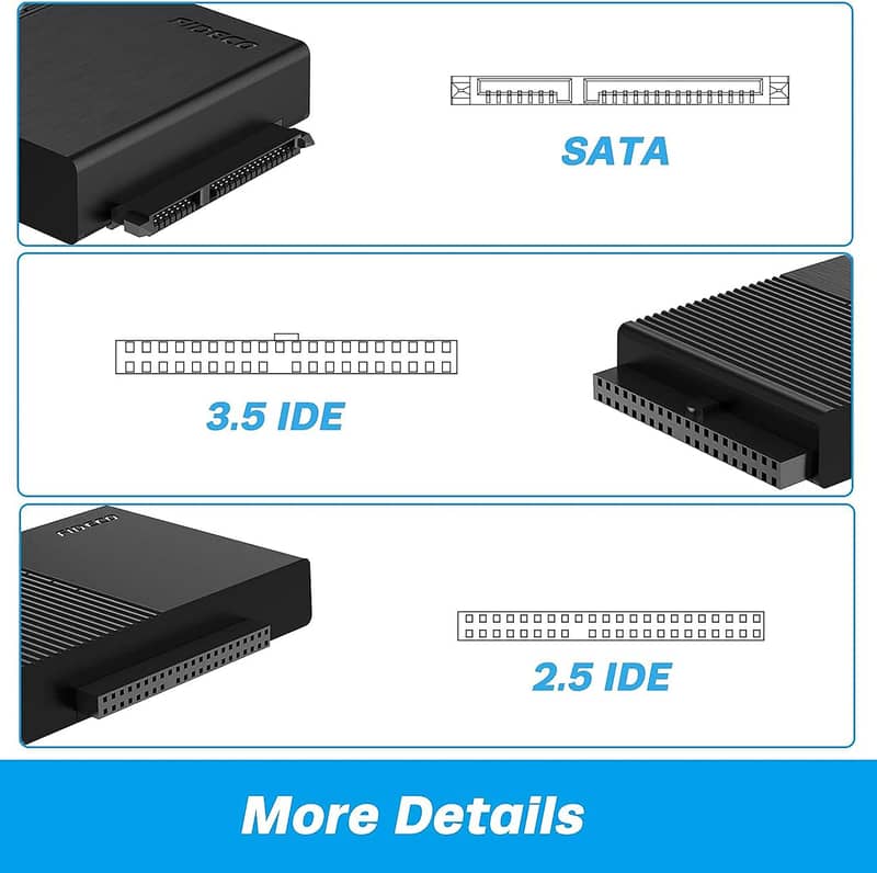 FIDECO IDE and SATA Adapter, USB 3.0 Hard Adapter, External SATA and 3