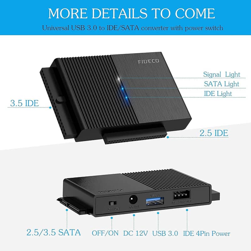 FIDECO IDE and SATA Adapter, USB 3.0 Hard Adapter, External SATA and 6