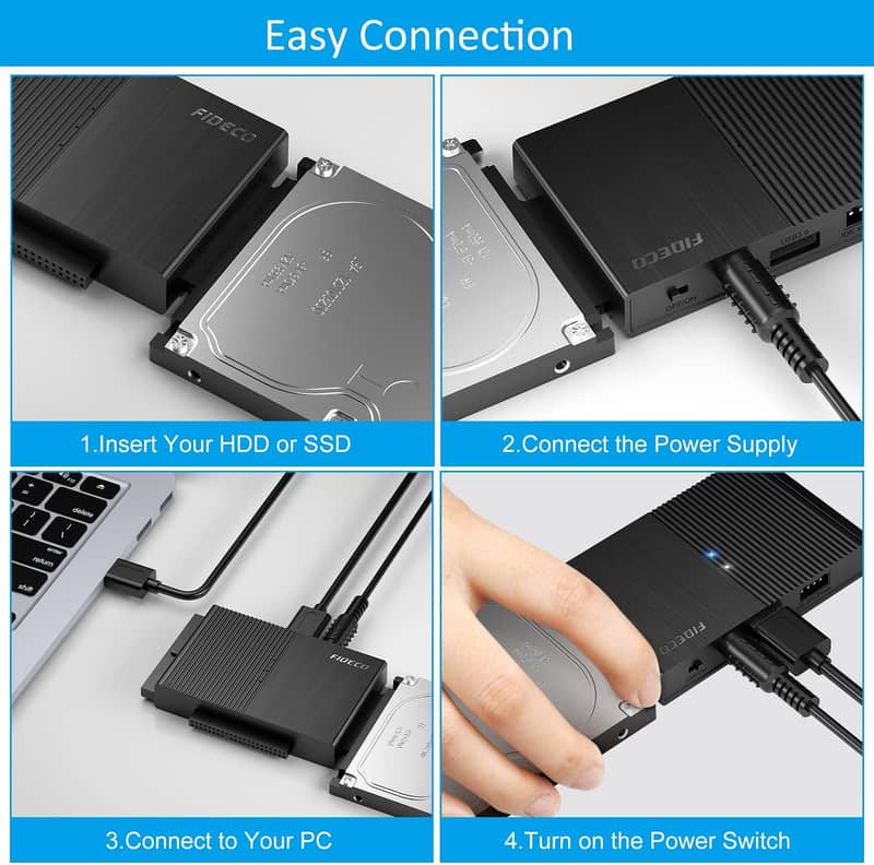 FIDECO IDE and SATA Adapter, USB 3.0 Hard Adapter, External SATA and 9