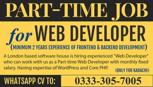 Part Time Job for Web Developer (WordPress & PHP Expert)