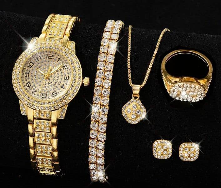 women's diamond artificial set number watch-silver home delivery free 0