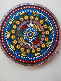 Mandala (dot painting) art with mirror work. made on Mdf sheets of 10×