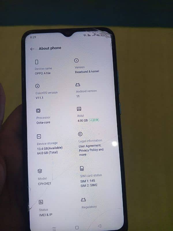 oppo A16e 4/64 luch condition 9/10 condition 2