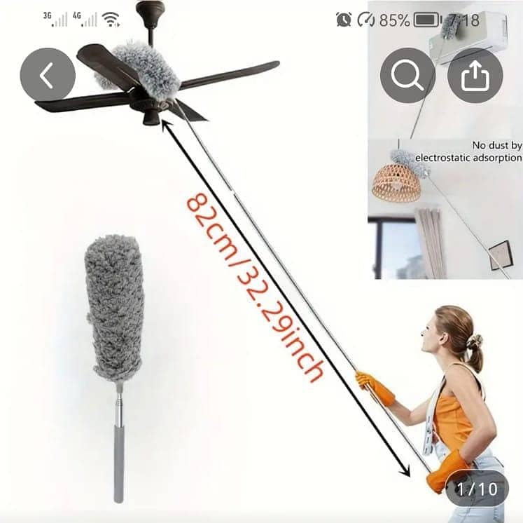 Flexible Duster For Fan Cleaning Mop With Long Rod  Microfiber Duster 0