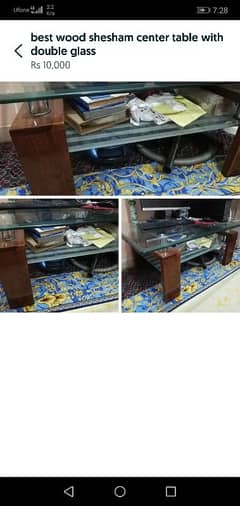 sheesham wood table double glass space contact 03333O23325