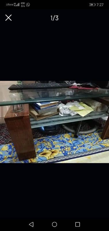 sheesham wood table double glass space contact 03333O23325 1