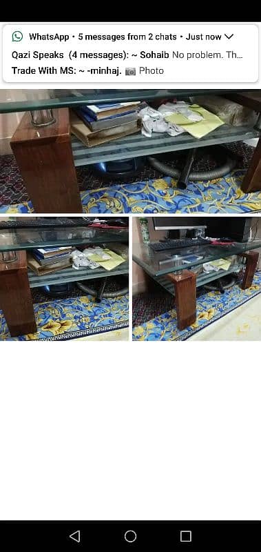 sheesham wood table double glass space contact 03333O23325 2