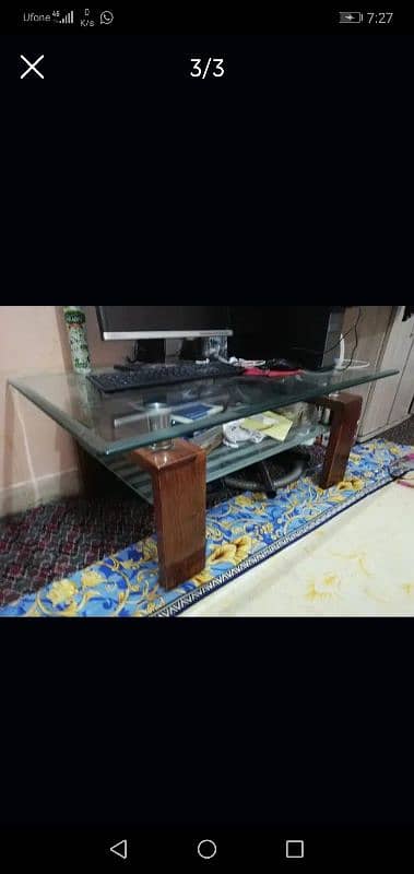 sheesham wood table double glass space contact 03333O23325 3