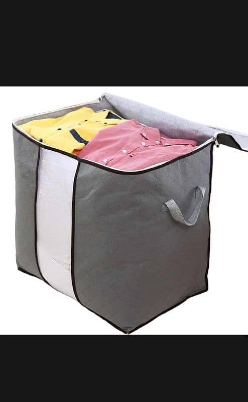 portable Bamboo clothes blanket large folding bag storage box Organize 1