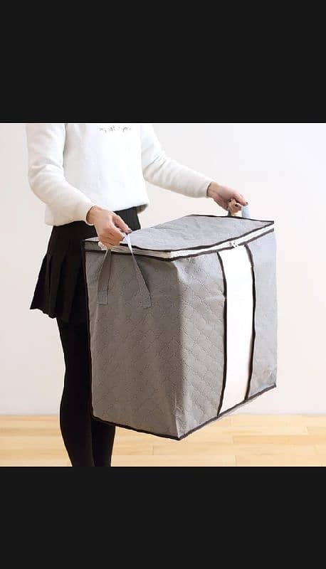 portable Bamboo clothes blanket large folding bag storage box Organize 2