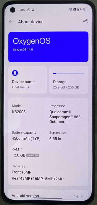 One plus 8t,12+4gb ram,256gb storage 1