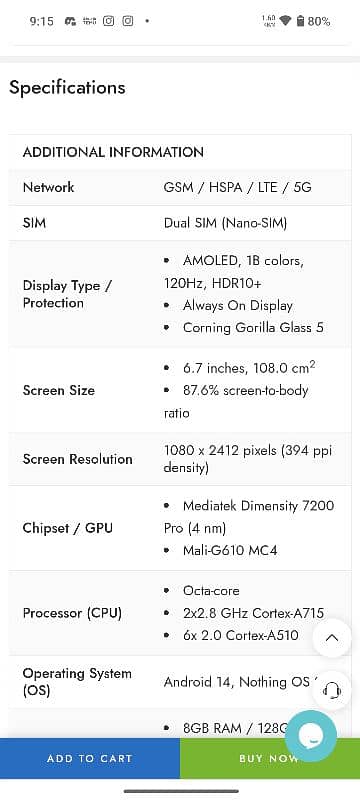 Nothing 2A 8/128 GB with Box and Charging Cable Original 4