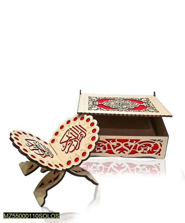 Wooden engraved Quran pak set of 2 0