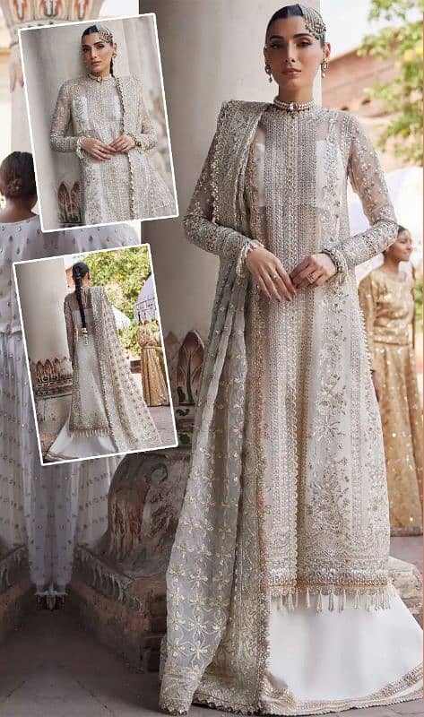 AFROZEH 3 PCs Organza Fabric Full Heavy Embroidery Suit 4