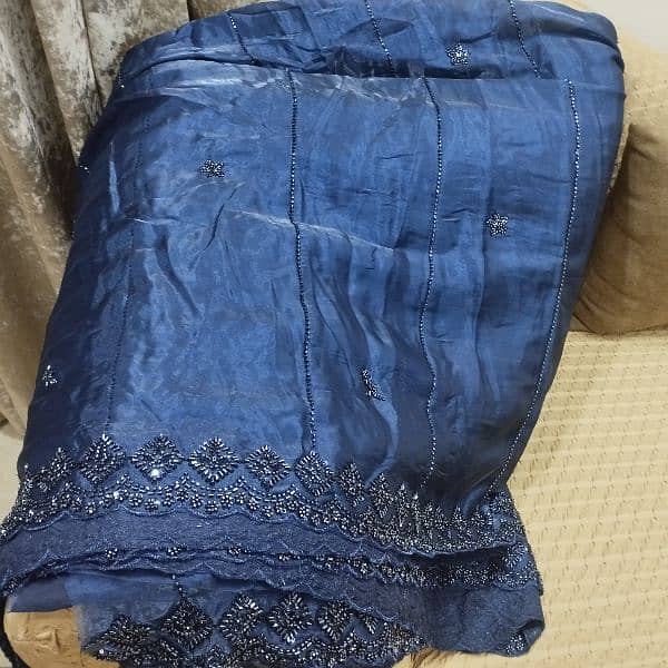 heavy embroidery unstitched Saree 5