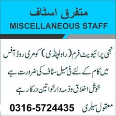 Female Staff Required for indoor office work