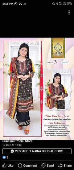 3 piece unstictch cloths New LAIBA WINTER COLLECTION