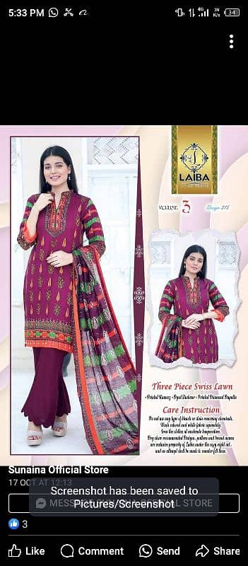 3 piece unstictch cloths New LAIBA WINTER COLLECTION 2